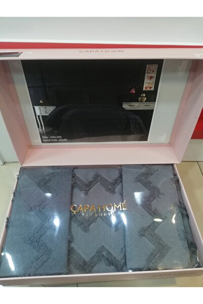 Çapa Home HEDİYELİK ÇEYİZLİK GÜNDELİK ÇİFT KİŞİLİK YASTIK KILIFLI 3 PARÇA PİKE MODEL YATAK ÖRTÜSÜ TAKIMI