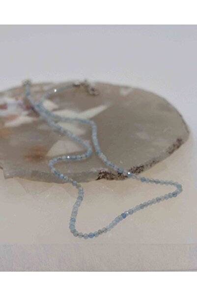 NehirTaş قلادة من الحجر الطبيعي المعتمد من حجر الزبرجد الرقيق مقاس 2 مم