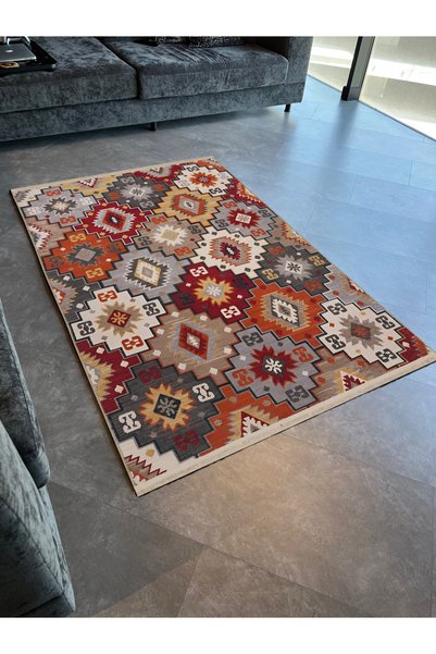 Rugs Modern Halı Multicolored Cross Partition Traditional Motif Patterned Vin...