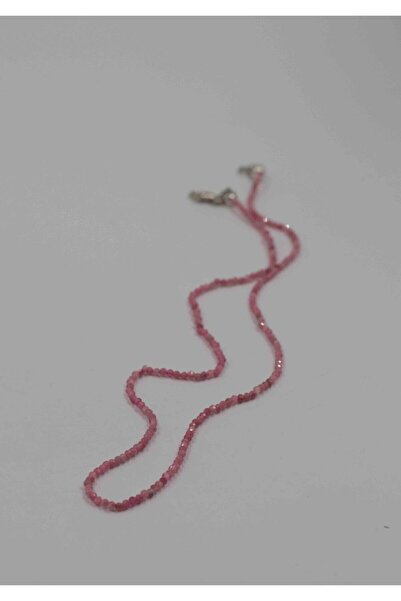 NehirTaş Sertifikalı Pembe Turmalin Taşı Ince Doğaltaş Kolye 2mm
