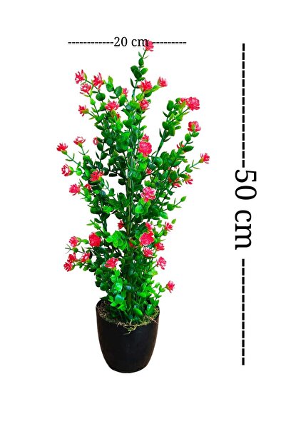 Cennet Home Mineli şimşir Ağacı 50 cm canlı renkli yapay çiçek siyah plastik saksıda