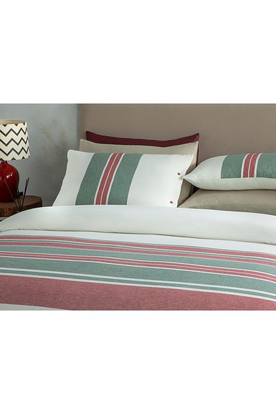 English Home Red-green Single Cozy Striped Duvet Cover Set - 160x220 Cm