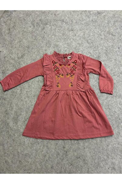 İsobel Kids İSOBEL FIRFIR NAKIŞLI KIZ ÇOCUK UZUN KOLLU ELBİSE