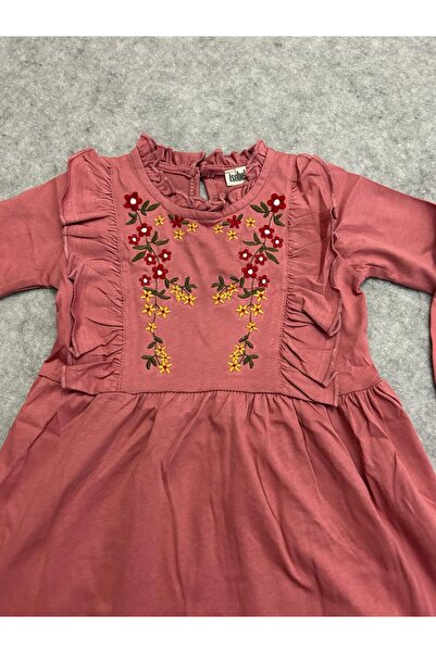 İsobel Kids İSOBEL FIRFIR NAKIŞLI KIZ ÇOCUK UZUN KOLLU ELBİSE