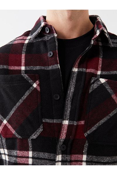 LC Waikiki Мъжко яке Lumberjack с дълъг ръкав и каре, свободно кроене
