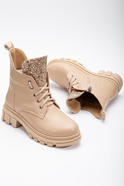 SOFT FASHION Kadın Ten & Nude Taşlı Yeni Moda Şık Günlük Rahat Bot - Topuk 2.5 cm