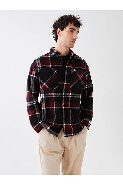 LC Waikiki Мъжко яке Lumberjack с дълъг ръкав и каре, свободно кроене