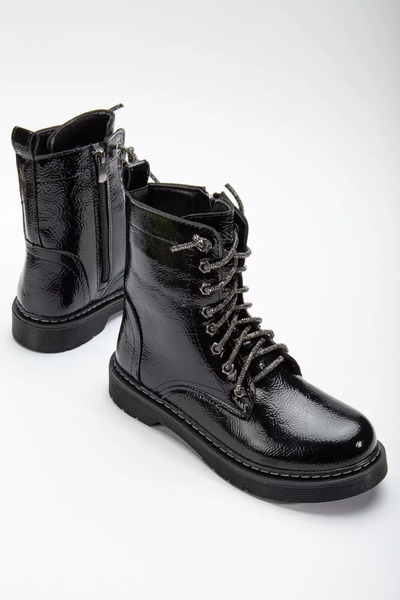 SOFT FASHION Kadın Siyah Taş İpli Yeni Moda Şık Günlük Rahat Bot Postal - Top...