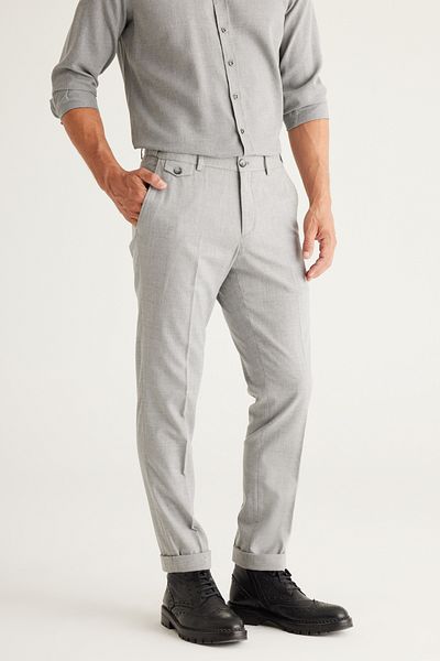 ALTINYILDIZ CLASSICS Pantaloni slim din lână gri pentru bărbați, slim fit, cu model, cu talie elastică