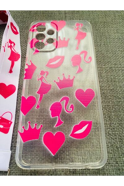 lucek cases Samsung Galaxy A32 Barbie Compatible Special Design Phone Neck Strap Set Case
