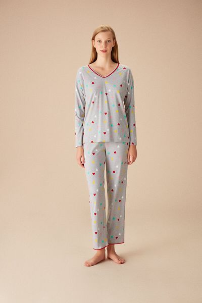 SUWEN Heart Pajama Set