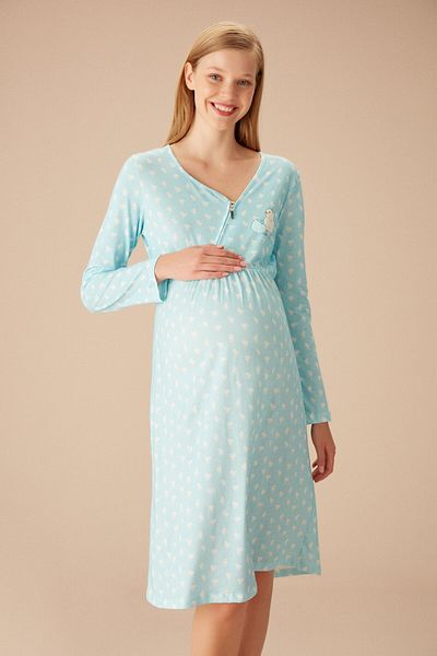 SUWEN My Chick Pregnant Postpartum Nightgown