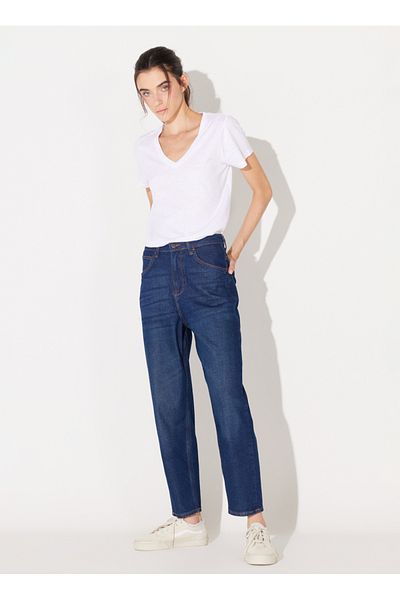 Lee Navy Blue Women's High Waisted Regular Fit Denim Trousers L31J01258