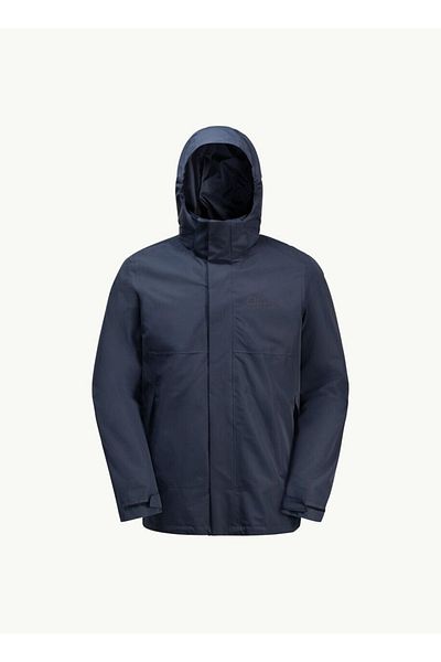Jack Wolfskin Мъжко тъмносиньо палто Luntal 3 в 1 с качулка
