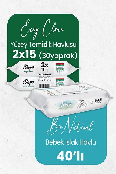 Sleepy Bio Natural Newborn Wet Towels 40pcs and Cleaning Towels 30pcs