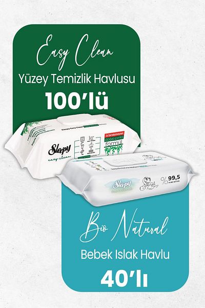 Sleepy Bio Natural Wet Towels 40pcs and Cleaning Towels 100pcs