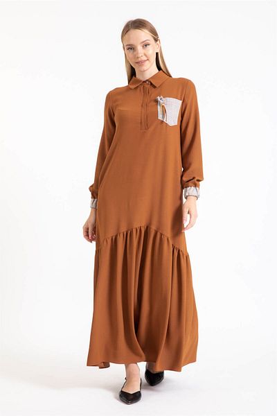 Esswaap Aerobin Fabric Comfortable Dress Tan