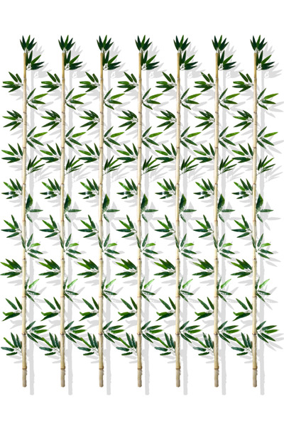 Cihan Çiçekçilik Yapay Yapraklı Dekoratif Bambu Çubuğu 220 Cm 7 Adet Islak Doku