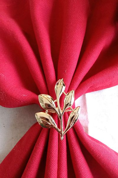 Emtory Home 6 Pieces Gold Ivy Metal Napkin Ring - Napkin Ring - Table Decor