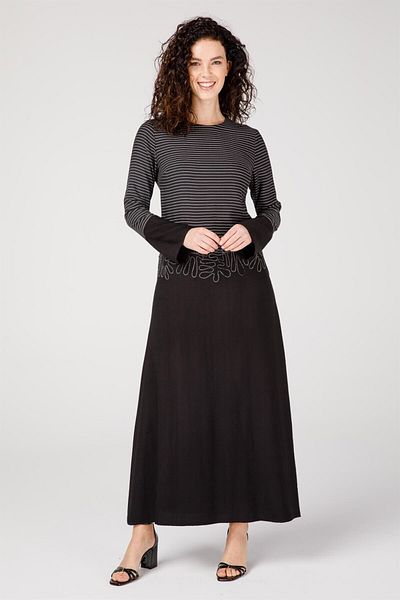 Esswaap Embroidered Comfortable Dress Black