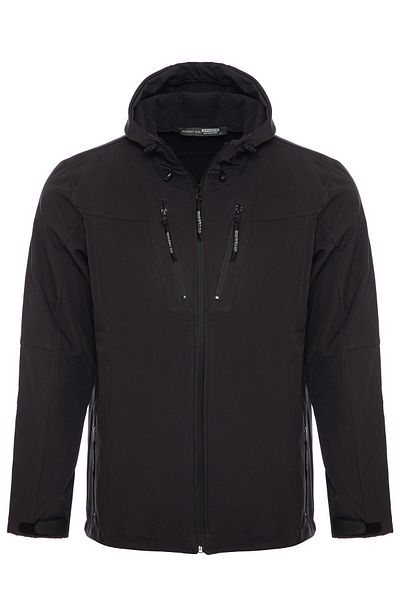 GHASSY CO. Palton Softshell rezistent la apă, cu glugă, cu 4 buzunare, pentru bărbați