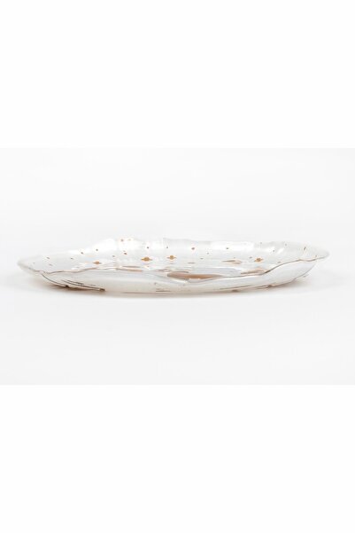 HERITAGE Copper Pattern Mother of Pearl White Glass New Year New Year Patterned Presentation Serving Plate 20 cm
