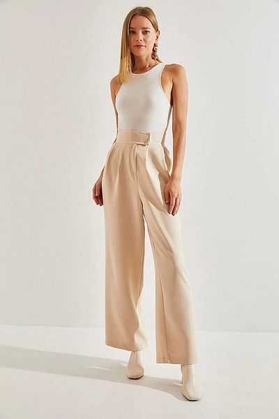 HARMONY GLOBAL Women's Full Lycra Crepe Fabric Palazzo Trousers with Elastic Waist and Velcro