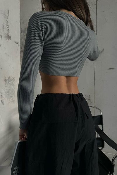 lovebox New Season Women's Basic Crop Knitwear Blouse 23W50022