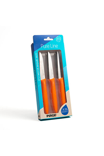 PİRGE Pure Line Turuncu Meyve Bıçağı Seti 9 cm (6'lı)