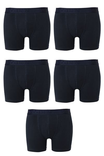 MyBen Navy Blue Color Cotton and Lycra Premium Ultra Comfortable Full Lycra Compact Combed Cotton 5-Piece Boxer B-903