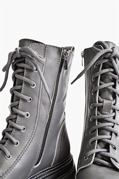 Shoes & More Etge - Gri Deri - Bot