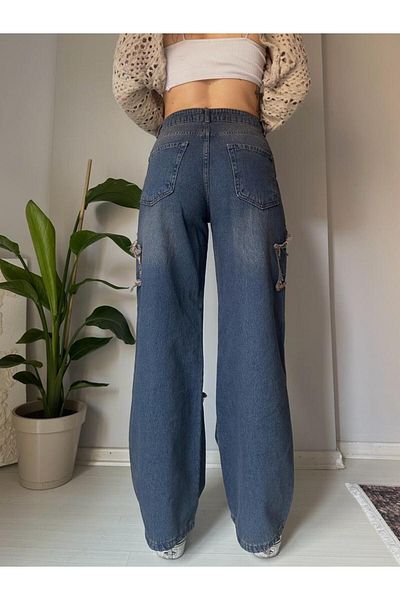 Gofeel Y2k Star Detail Παντελόνι Unisex Tech με φαρδύ πόδι