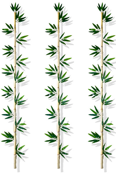 Cihan Çiçekçilik Yapay Yapraklı Dekoratif Bambu Çubuğu 170 Cm 3 Adet Islak Doku