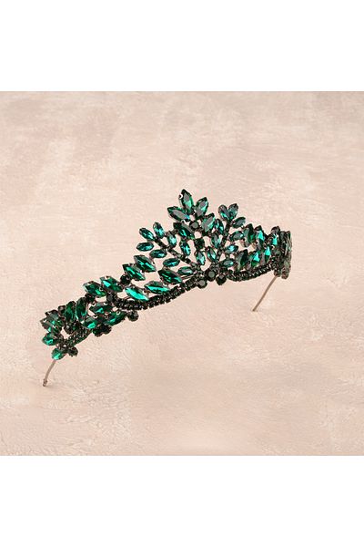 Hayalperest boncuk Women's Henna Wedding Crown Crystal Stone Bridal Crown Princess Crown Bachelorette Party Crown Green