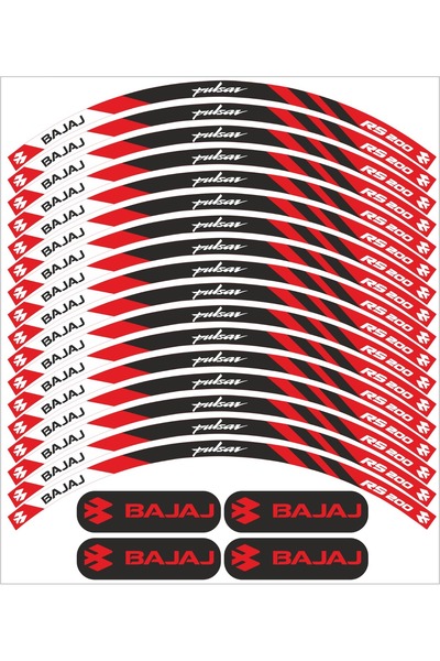 Genel Markalar BAJAJ PULSAR RS200 JANT ŞERİDİ KIRMIZI JANT KAPLAMA ÖZEL SERİ ...