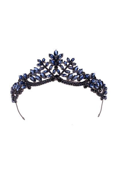 Hayalperest boncuk Women's Henna Wedding Crown Crystal Stone Bridal Crown Princess Crown Bachelorette Party Crown Navy Blue