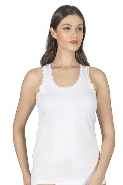 ÖZKAN underwear Дамска тениска Özkan 0375, 100% памучна, гъвкава и удобна, с дебели презрамки и дантела, с детайли в голям размер