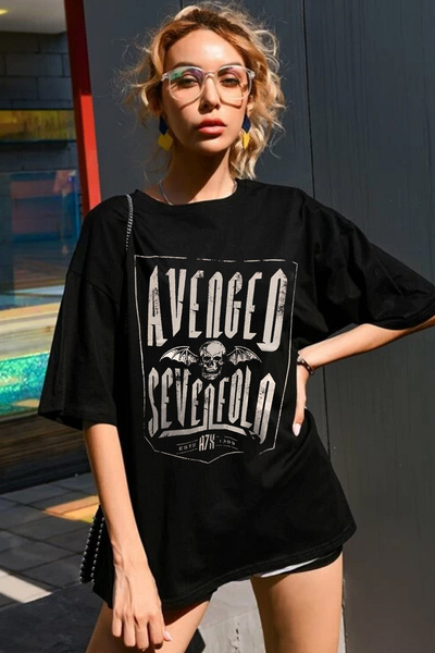 Freak Tshirt Black Color Avenged Sevenfold Printed Unisex Oversize Cut Metal-...