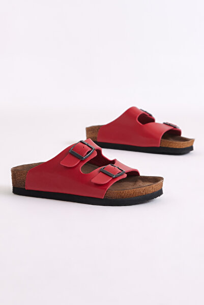 Tonny Black Children's Unisex Red Comfortable Poly Sole Double Buckle Nubuck Sandals