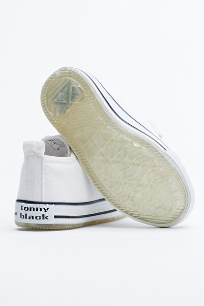 Tonny Black Children's Unisex White Lighted Velcro Sports Shoes Tb997