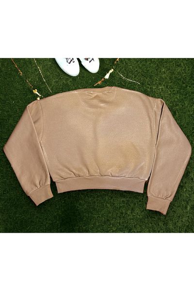 Bukiro Crop Loose Cut Three Thread Crop Fleece Sweatshirt