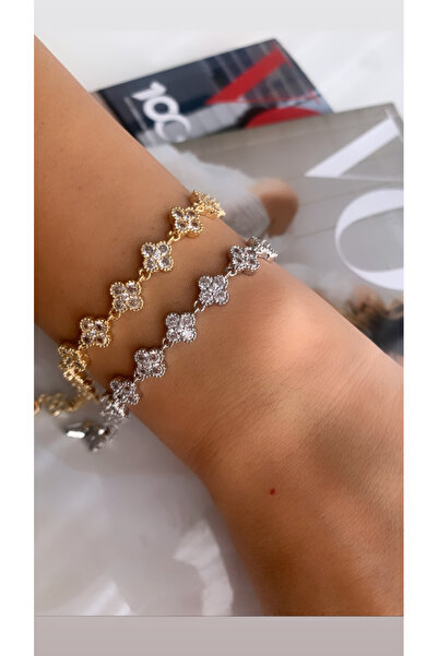 Chiaro Accessory Taşlı yonca çelik bileklik