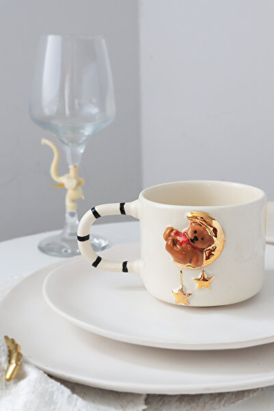 ada mia seramik كوب سيراميك مزين بالذهب عيار 24 قيراط مصنوع يدويًا على شكل دم...