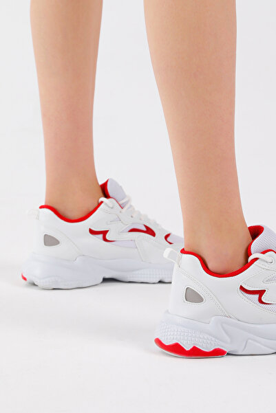 Tonny Black Unisex Λευκά Κόκκινα Αθλητικά Παπούτσια Tb251