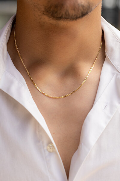 Uşaklıhafız 1945 14 Ayar Altın Düz Tilki Kuyruğu Model Erkek Zincir Kolye (2....