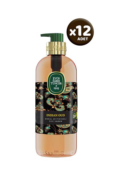 Eyüp Sabri Tuncer Indian Oud Natural Olive Oil Liquid Soap 500 ml X 12 Pieces