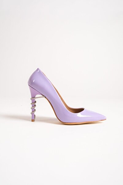 Modabuymus Giga Lilac Patent Leather Stoned High Heel Stiletto Evening Dress Shoes
