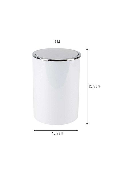 esdekor Lenox P.NOVA 6lt Λευκός Πλαστικός Κάδος Απορριμμάτων Μπάνιου - Ø18,5x25,5cm