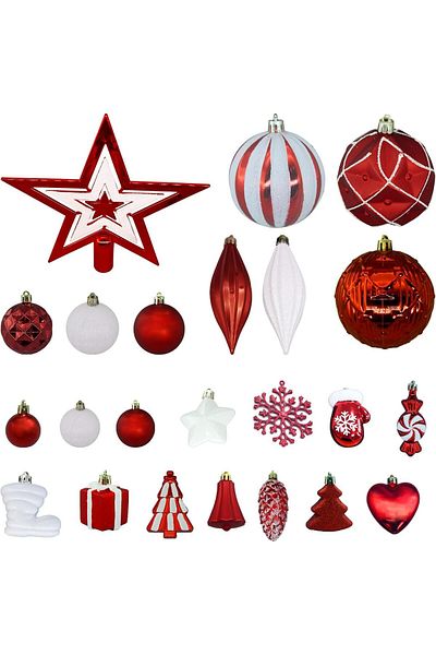 ritz OLEEP 100Pcs Christmas Ornaments for Christmas Tree Decoration - Red White