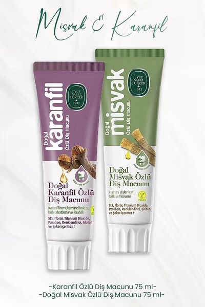 Eyüp Sabri Tuncer Clove Extract Toothpaste 75ml and Natural Miswak 75ml